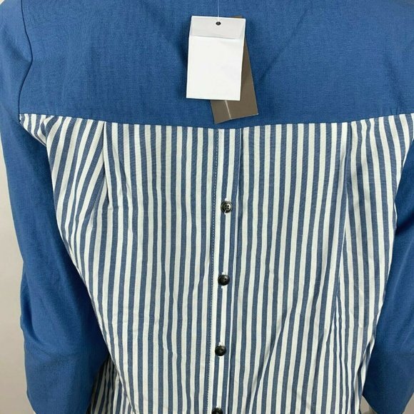 J Jill Blue Top 3/4 Sleeve V-Neck Button back NWT - Picture 5 of 8